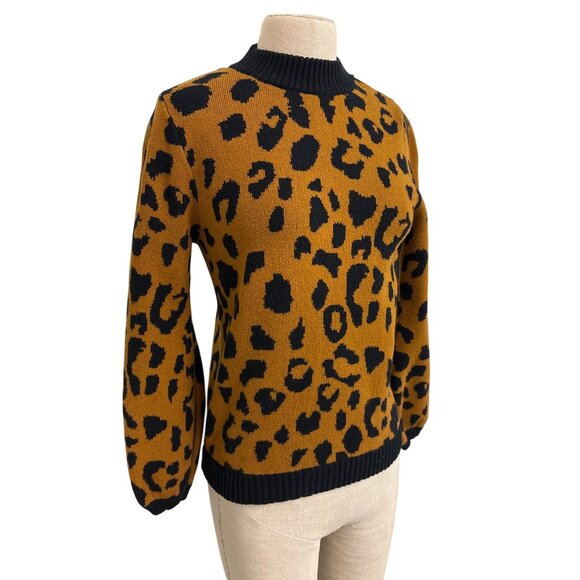 Who What Wear S Leopard Print Wild Animal Pretty Classic Pattern Sweater - Picture 2 of 10